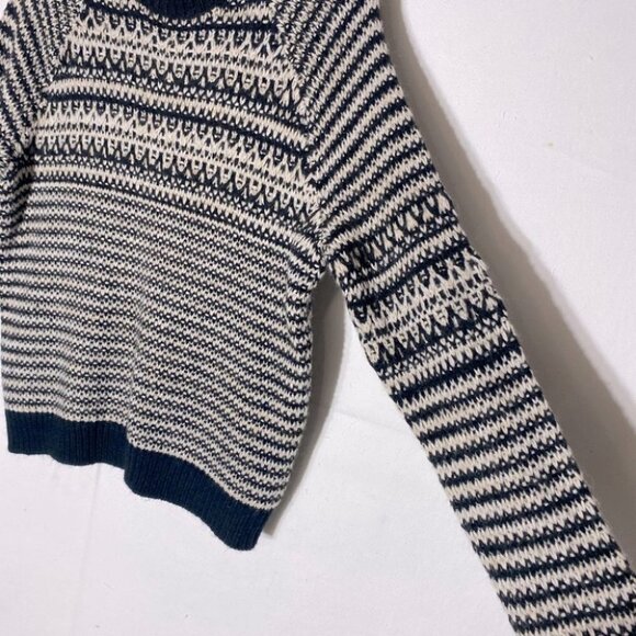 M&S Collection Black Off White Striped Knit Mock Neck Sweater Uk14 - Picture 10 of 12